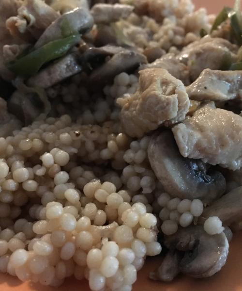 Couscous with Mushroom Onion and Chicken